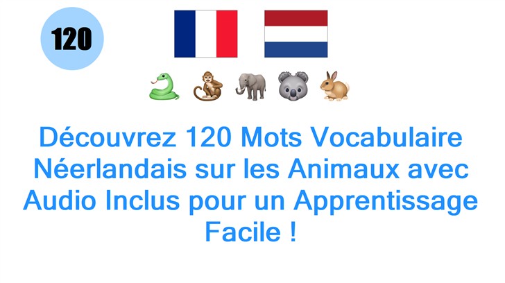 Découvrez 120 Mots Vocabulaire Néerlandais sur les Animaux avec Audio Inclus pour un Apprentissage Facile !
